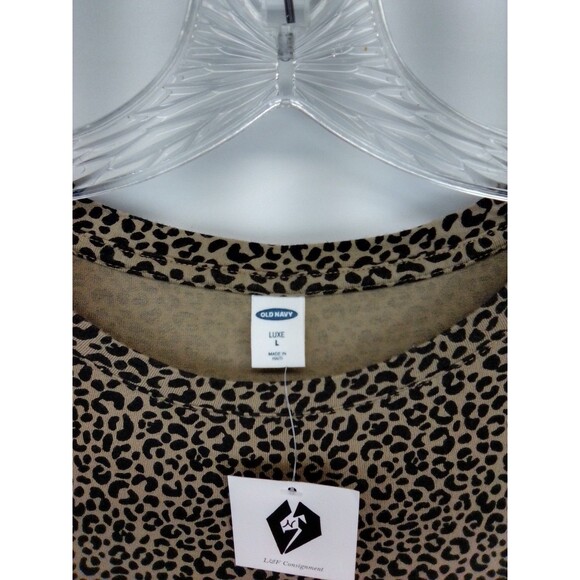 Old Navy Women's Luce Leopard Print Round Neck Short Sleeve Relaxed Fit Top L - Picture 5 of 5